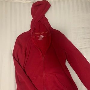 Red jacket with hoodie